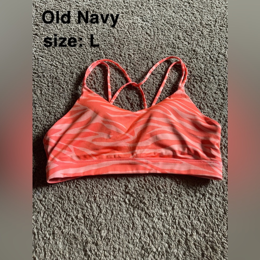 Old Navy Coral Zebra Print Sports Bra